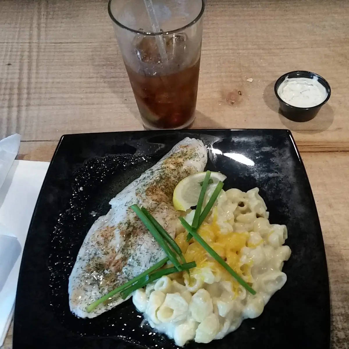 Broiled Fish with White Cheddar Mac and Cheese