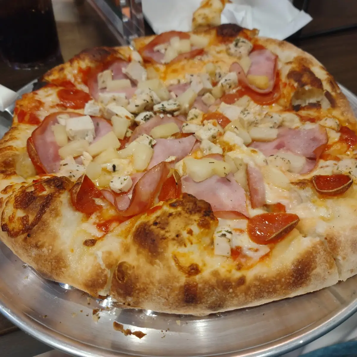 Ham Pepperoni Pineapple and Chicken Pizza