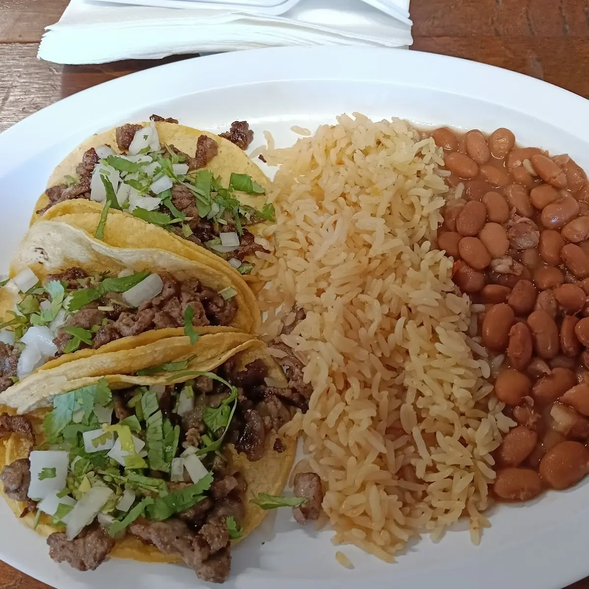 Beef Tacos with Beans and Rice