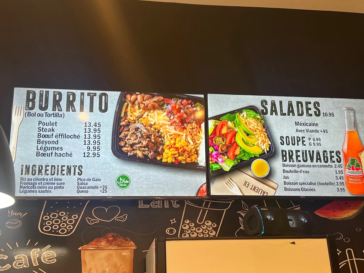 Menu, Calient-Eh Gril Mexicain