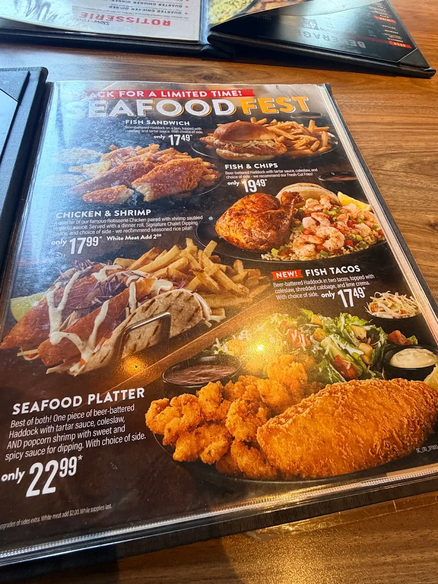 Menu, Swiss Chalet