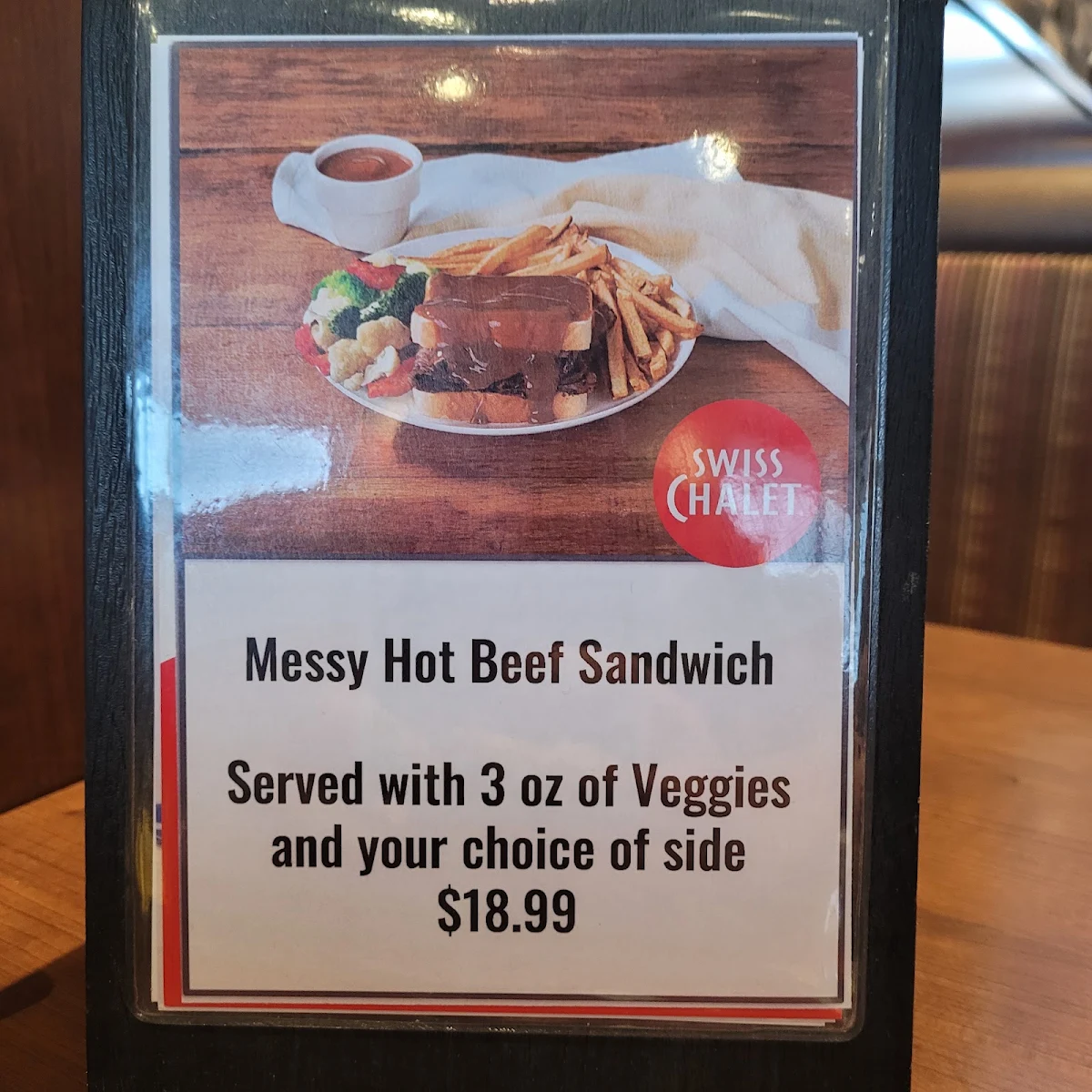 Menu, Swiss Chalet