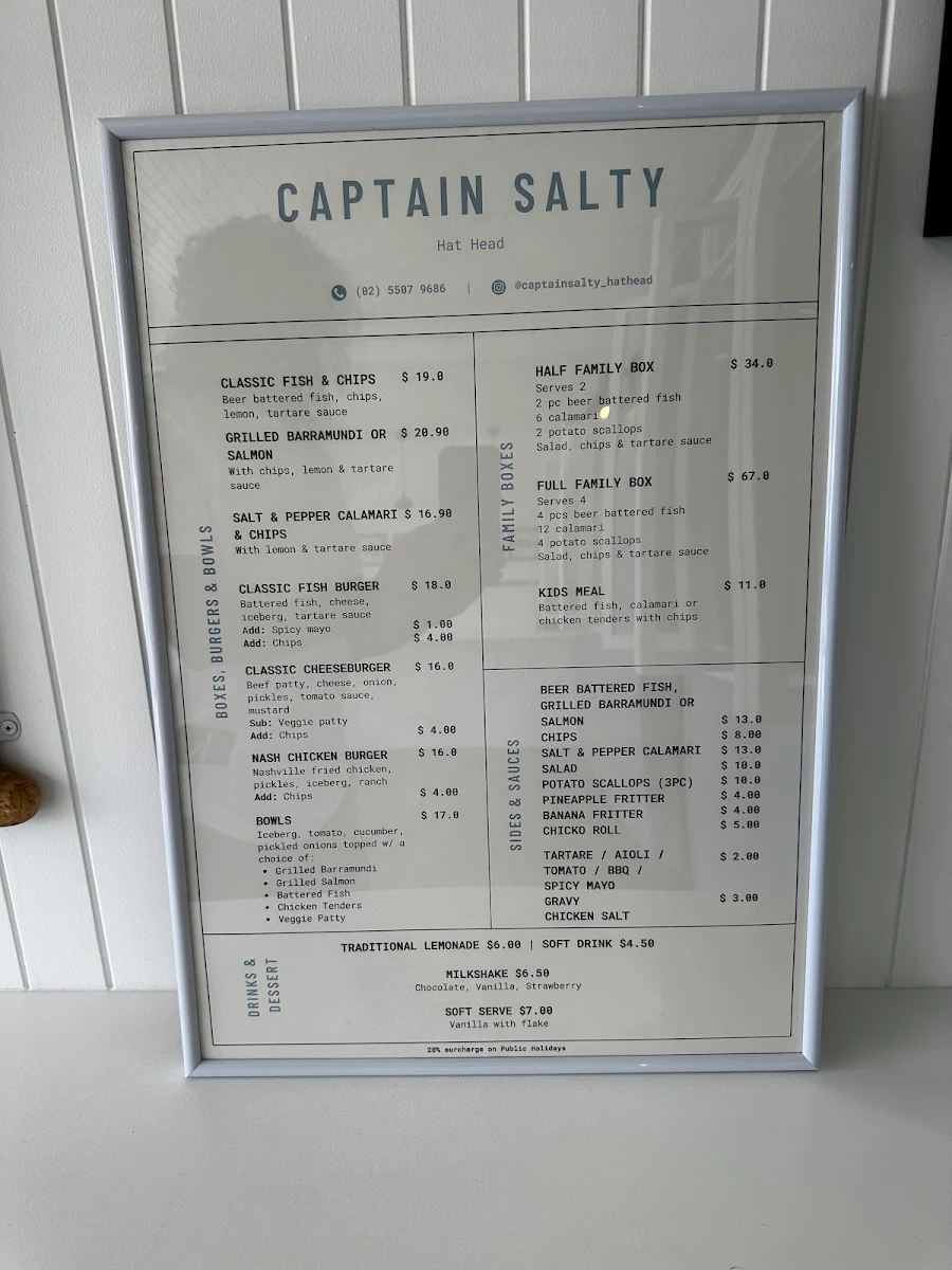 Menu, Captain Salty - Hat Head