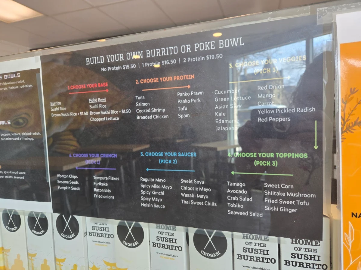 Menu, Chosabi Portage