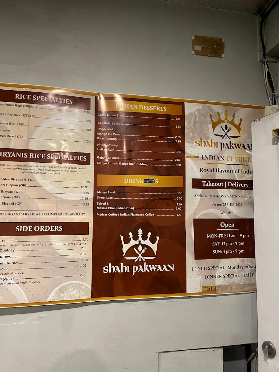 Menu, Shahi Pakwan