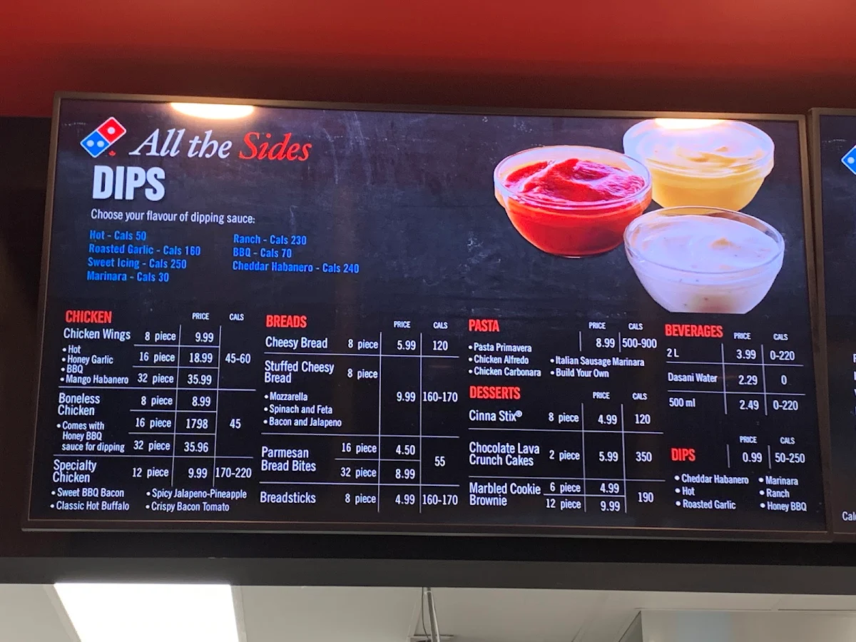 Menu, Domino's Pizza