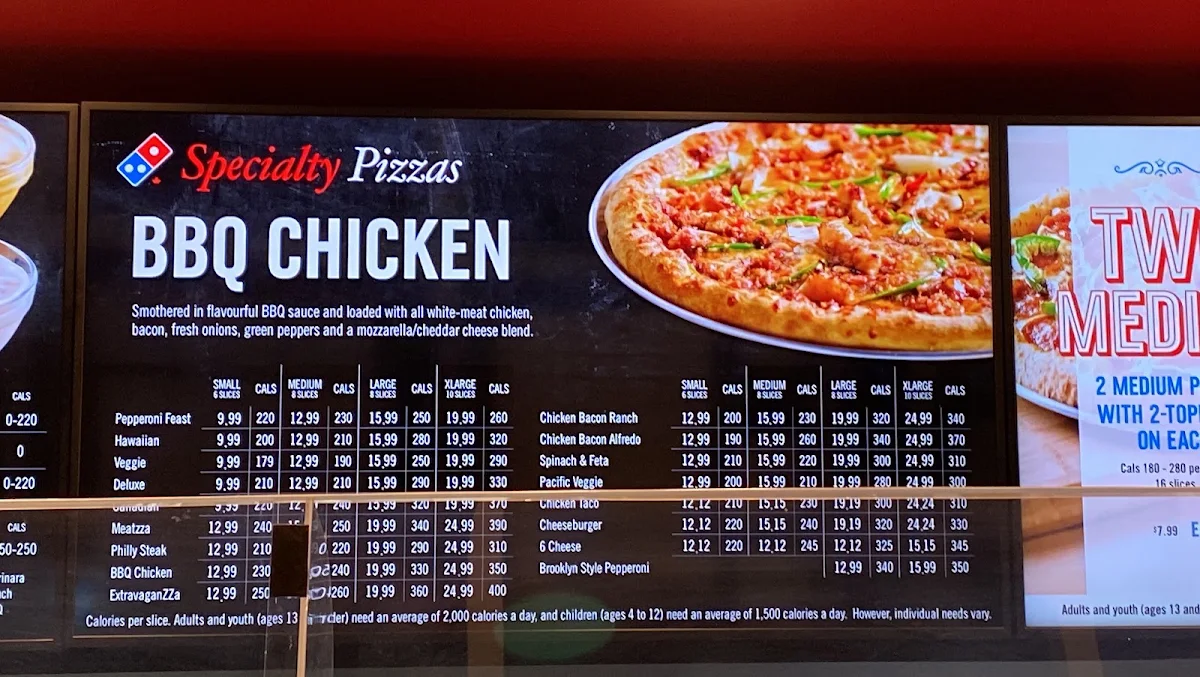Menu, Domino's Pizza