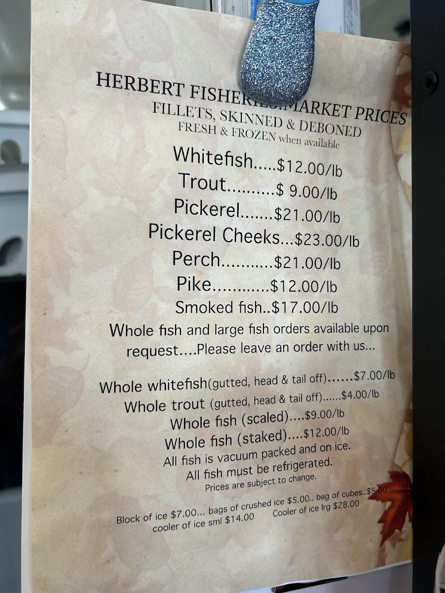 Menu, Herbert Fisheries