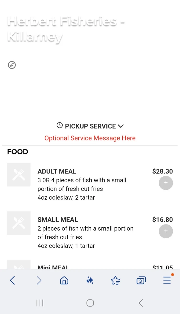 Menu, Herbert Fisheries