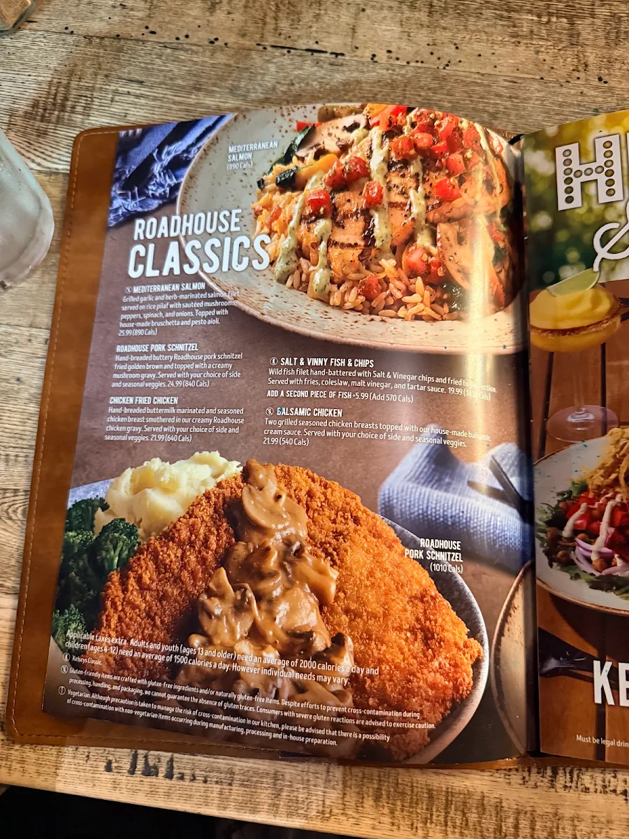 Menu, Kelseys Original Roadhouse