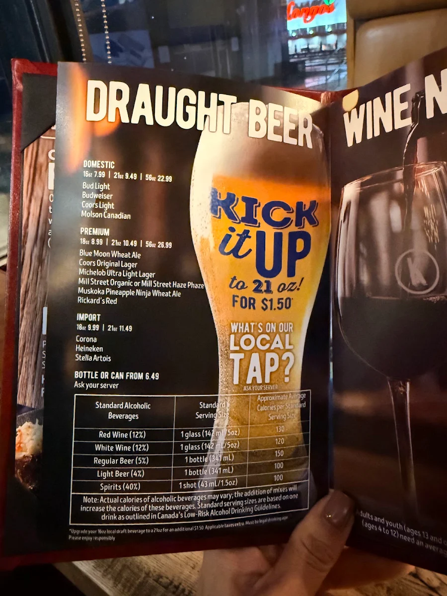 Menu, Kelseys Original Roadhouse