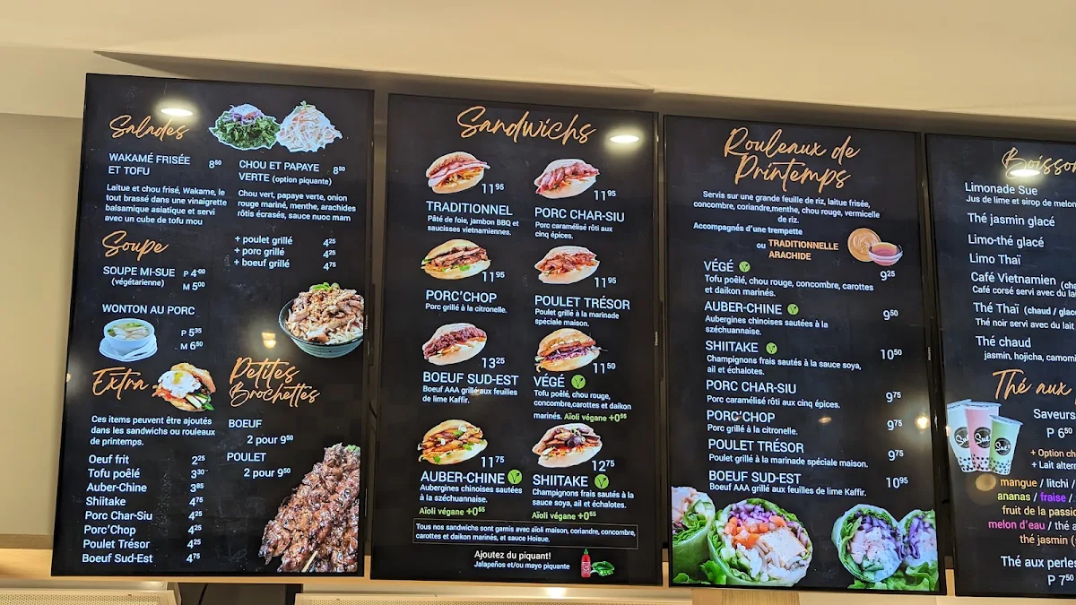 Menu, Sandwicherie Sue - Peel