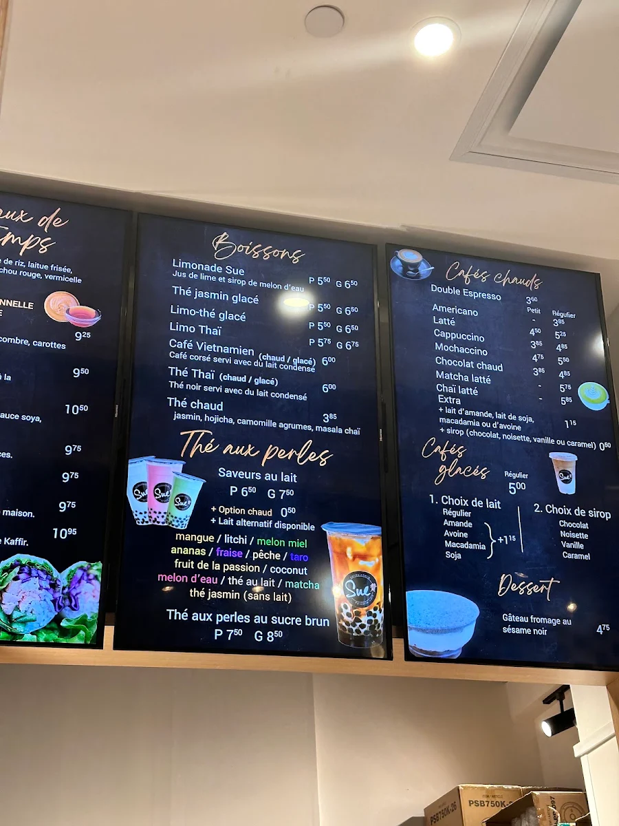 Menu, Sandwicherie Sue - Peel