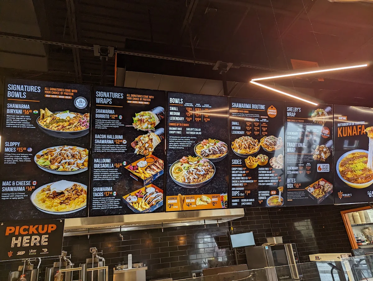 Menu, Shelby's Legendary Shawarma