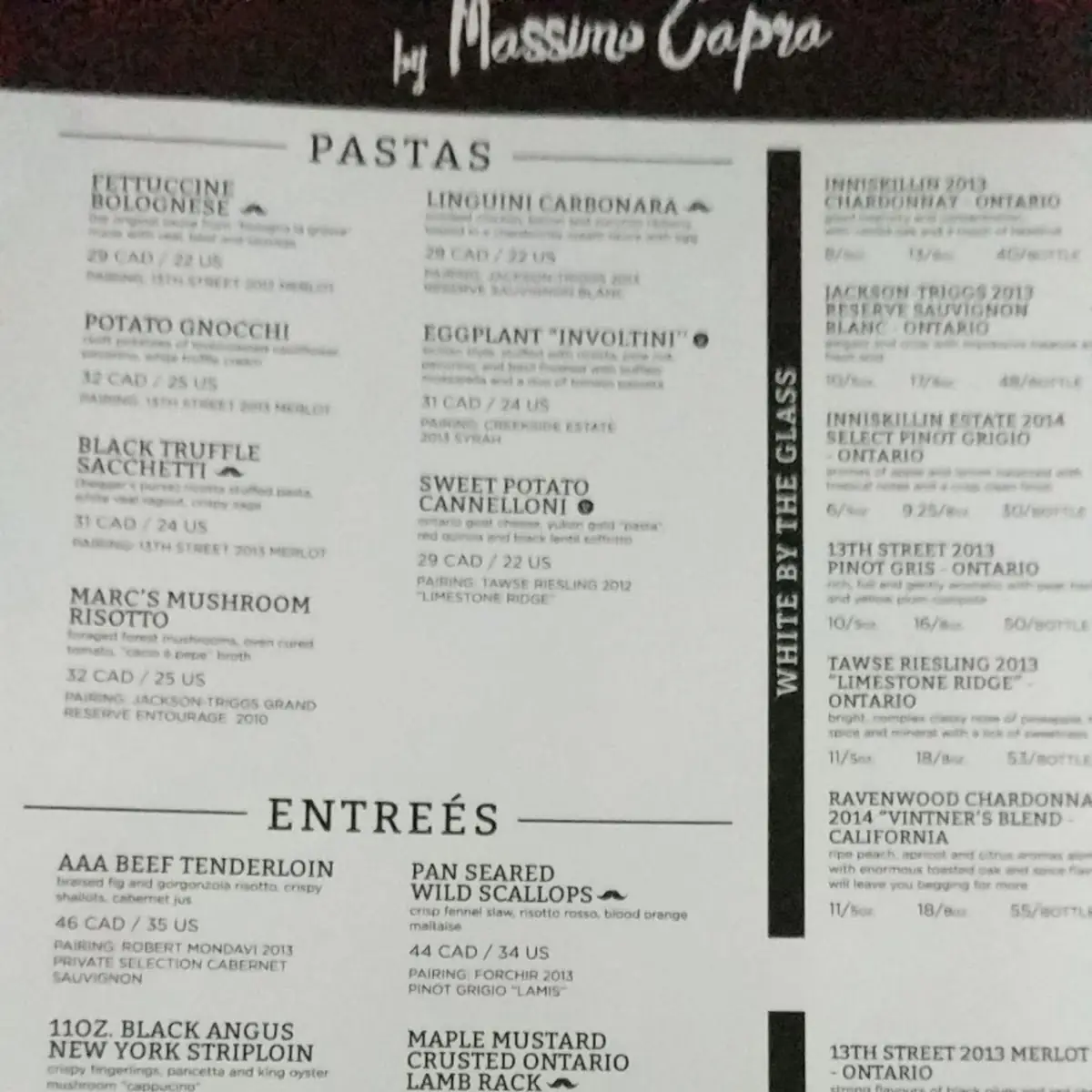 Menu, The Rainbow Room