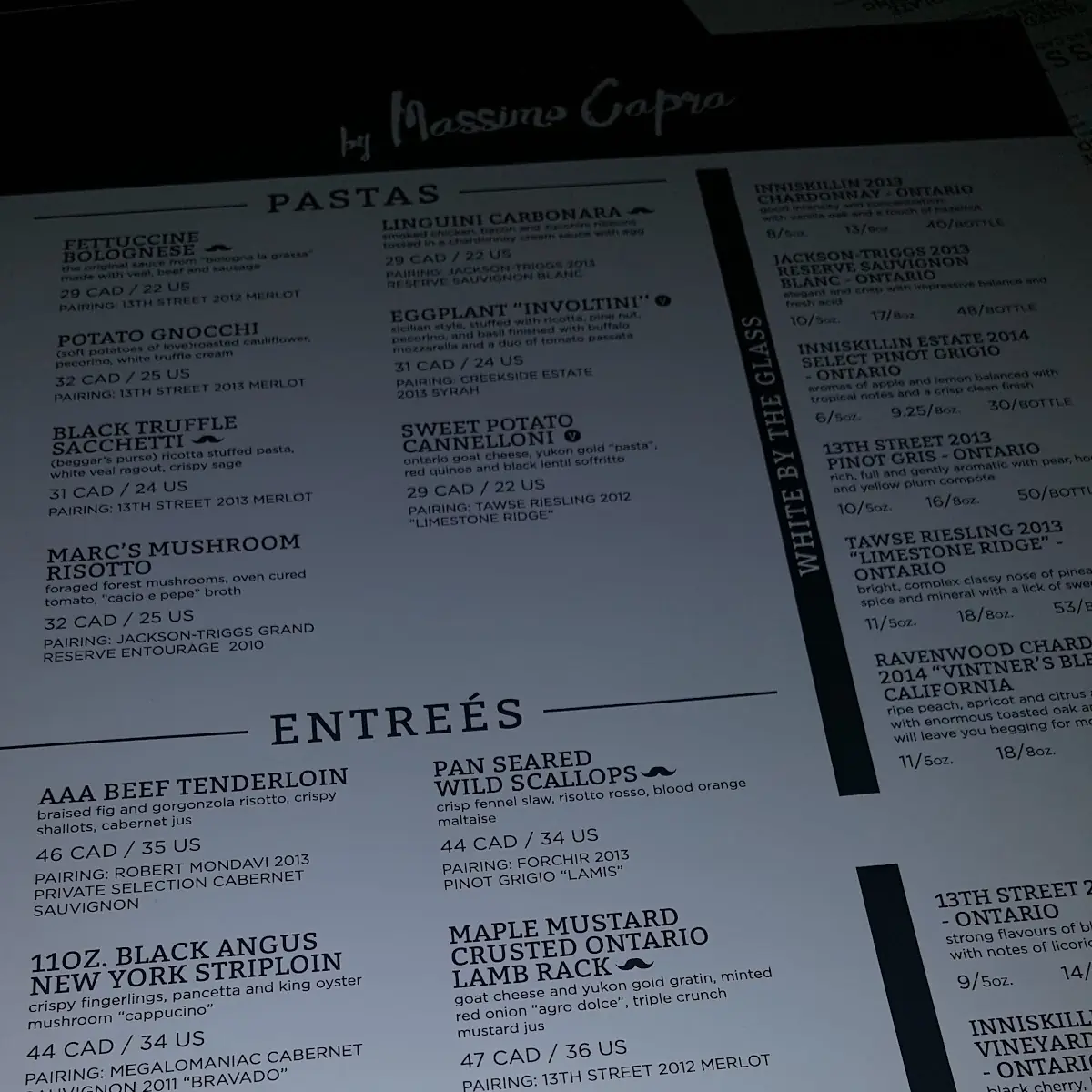 Menu, The Rainbow Room