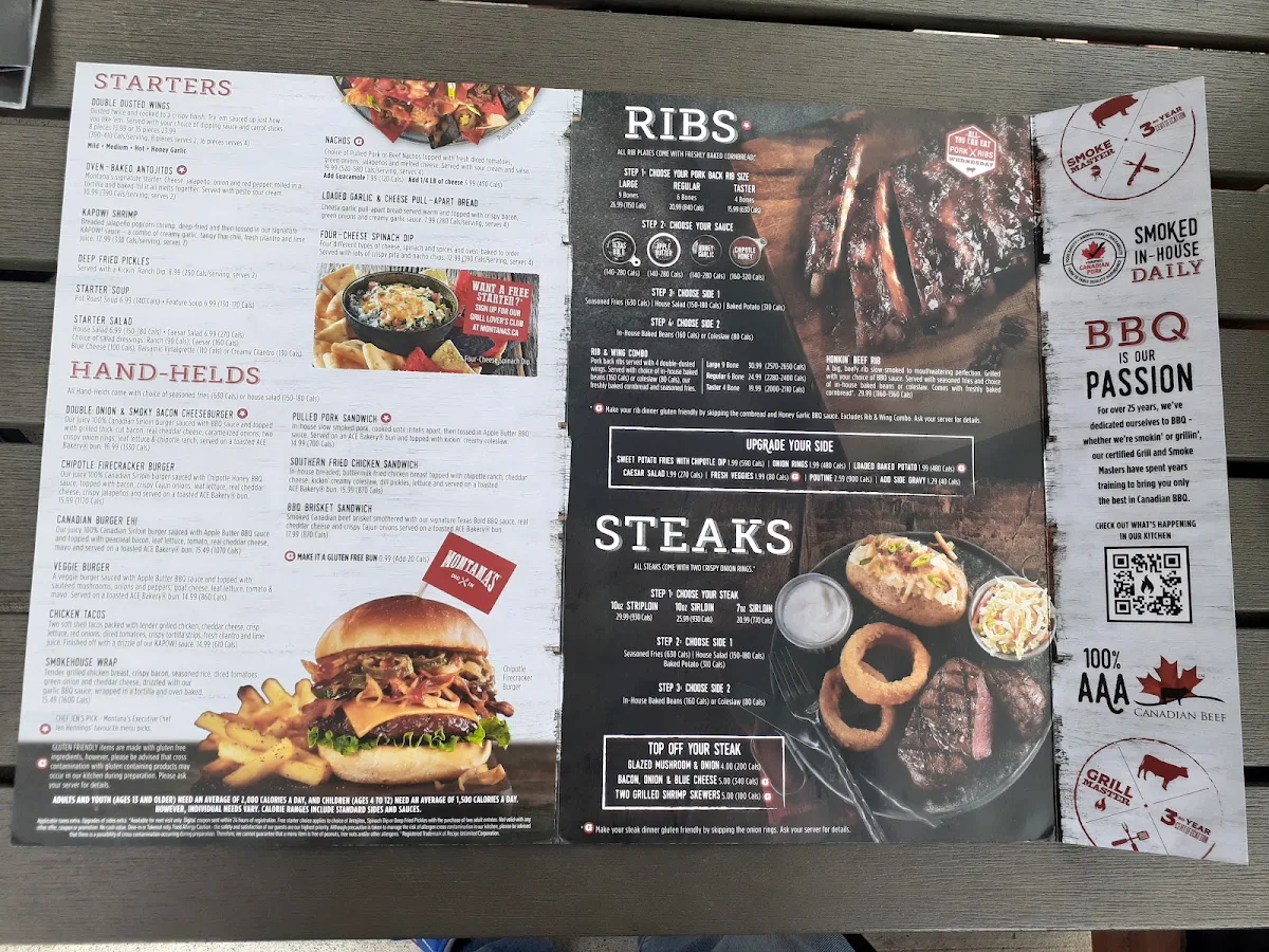 Menu, Montana’s BBQ & Bar