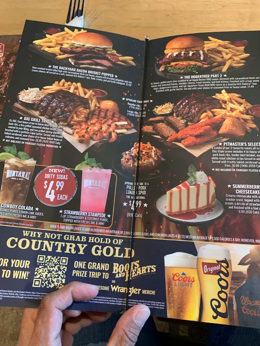 Menu, Montana’s BBQ & Bar