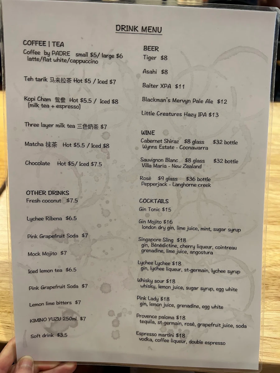 Menu, TWO CIRCLES CAFE
