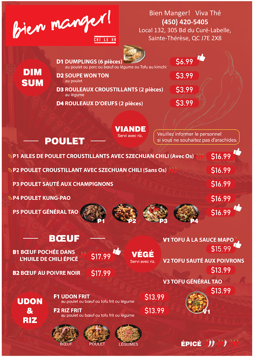 Menu, Bien Manger! -CHi LE MA