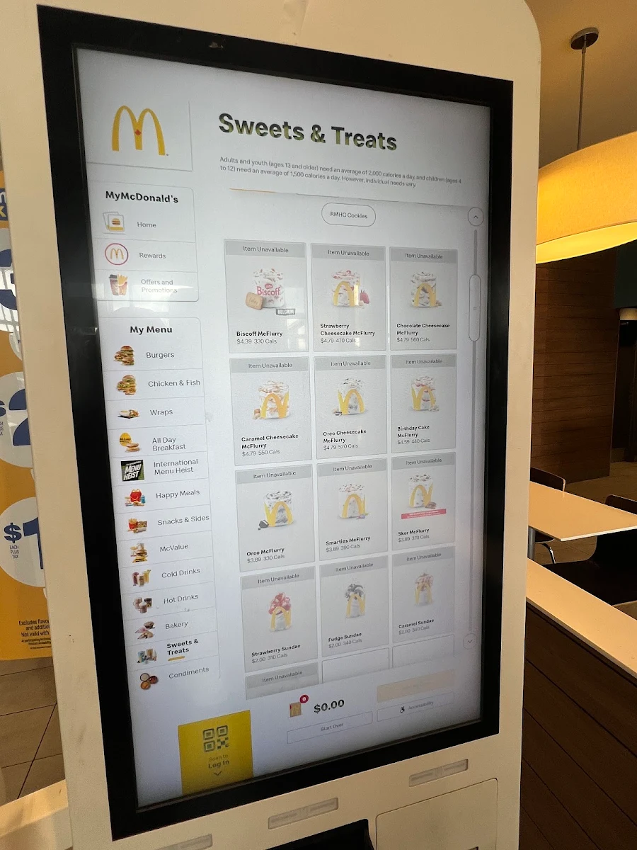 Menu, McDonald's