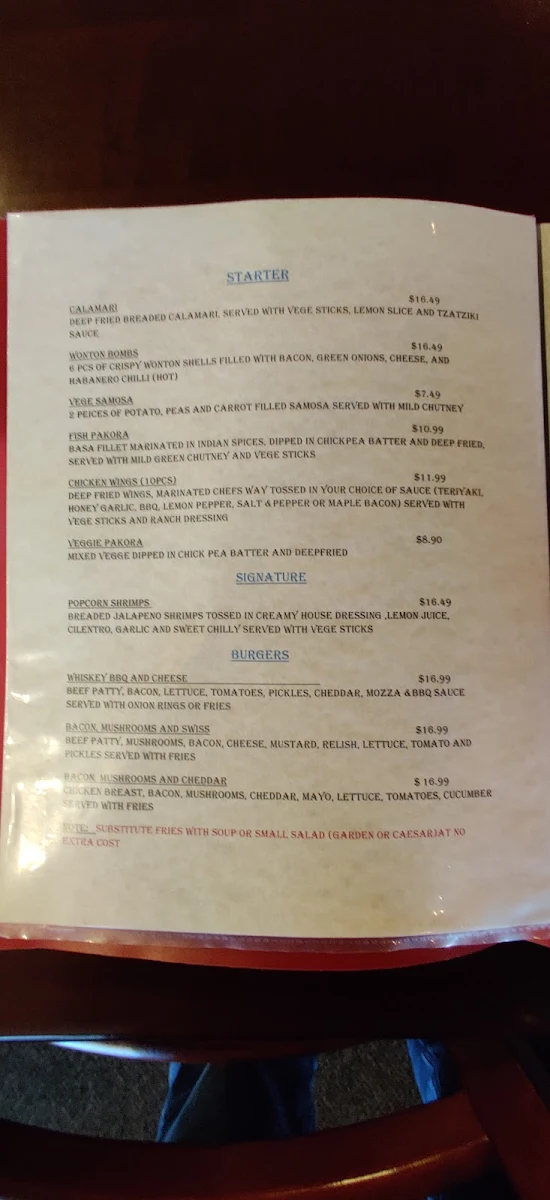 Menu, Asian Curry House