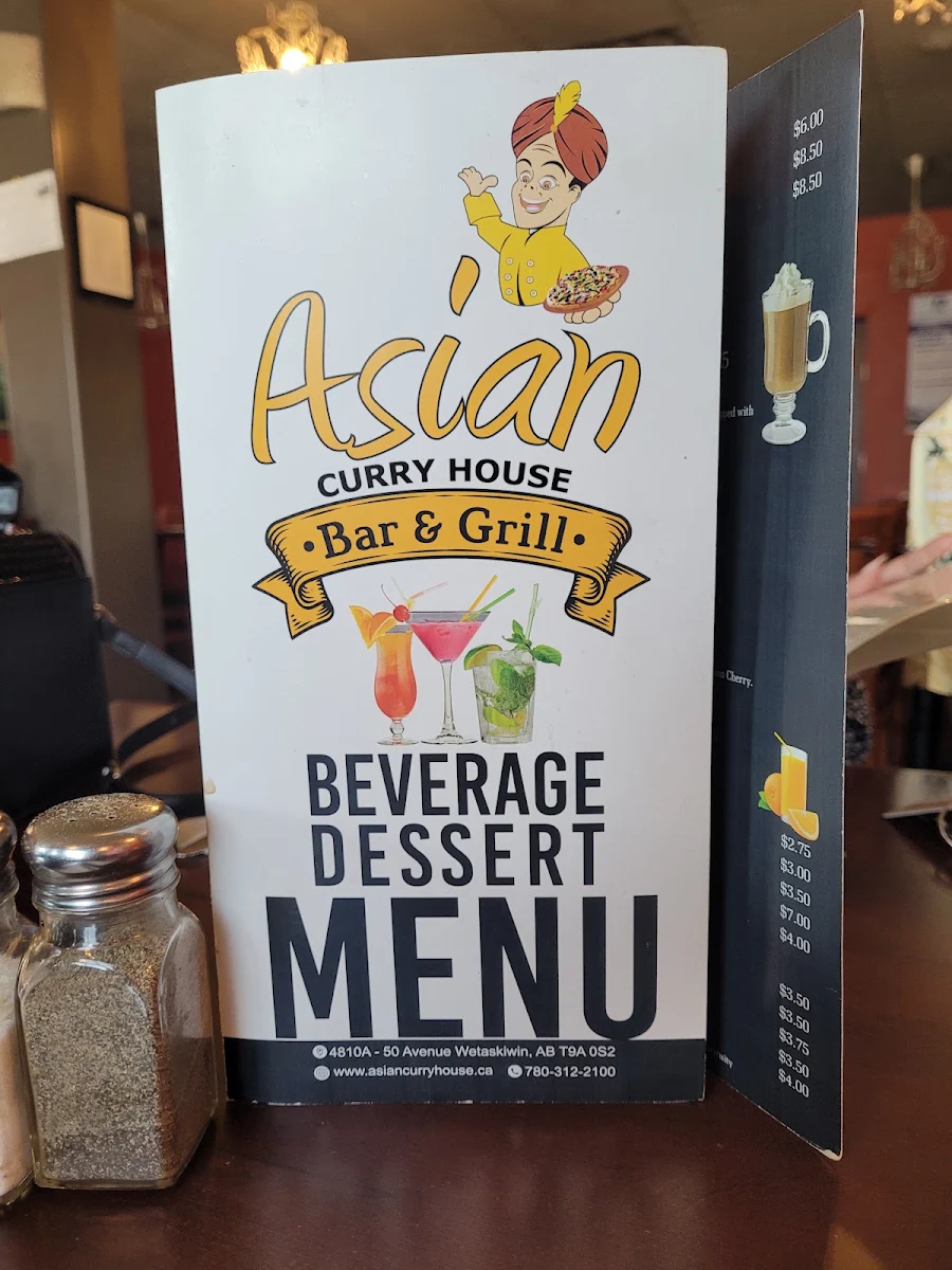 Menu, Asian Curry House