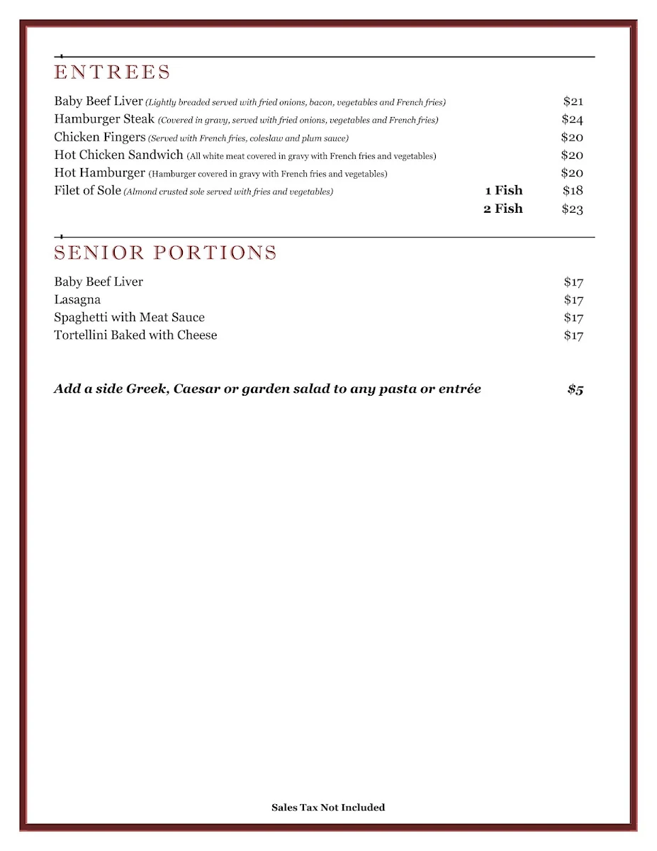 Menu, Luna Pizzeria Restaurant