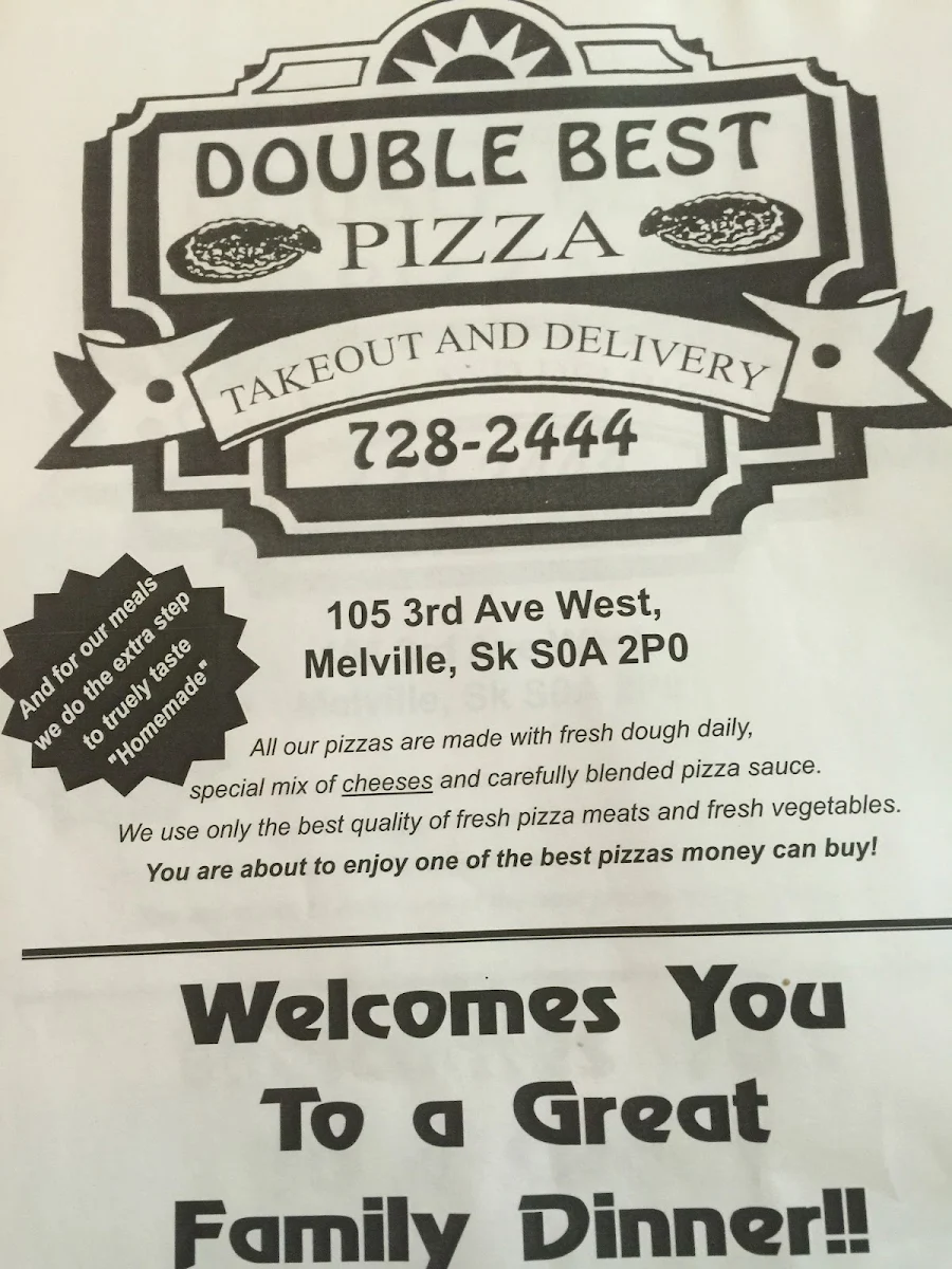 Menu, Double Best Pizza