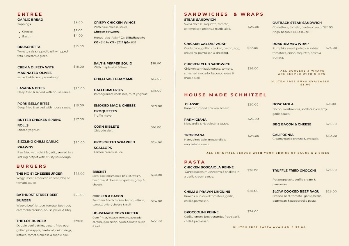 Menu, Bird In The Hand Inn