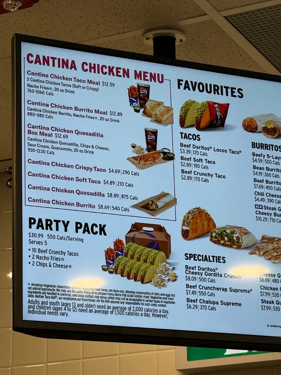 Menu, Taco Bell