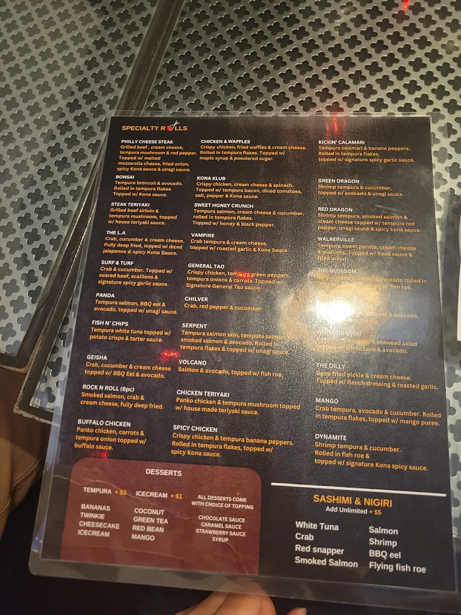 Menu, Kona Sushi - Walkerville