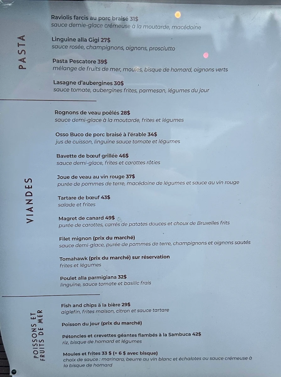 Menu, Restaurant Feliciano Apportez Votre Vin BYOB