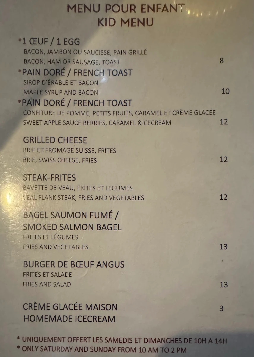 Menu, Restaurant Bagatelle Bistro Apportez votre vin