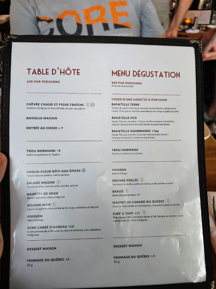 Menu, Restaurant Bagatelle Bistro Apportez votre vin