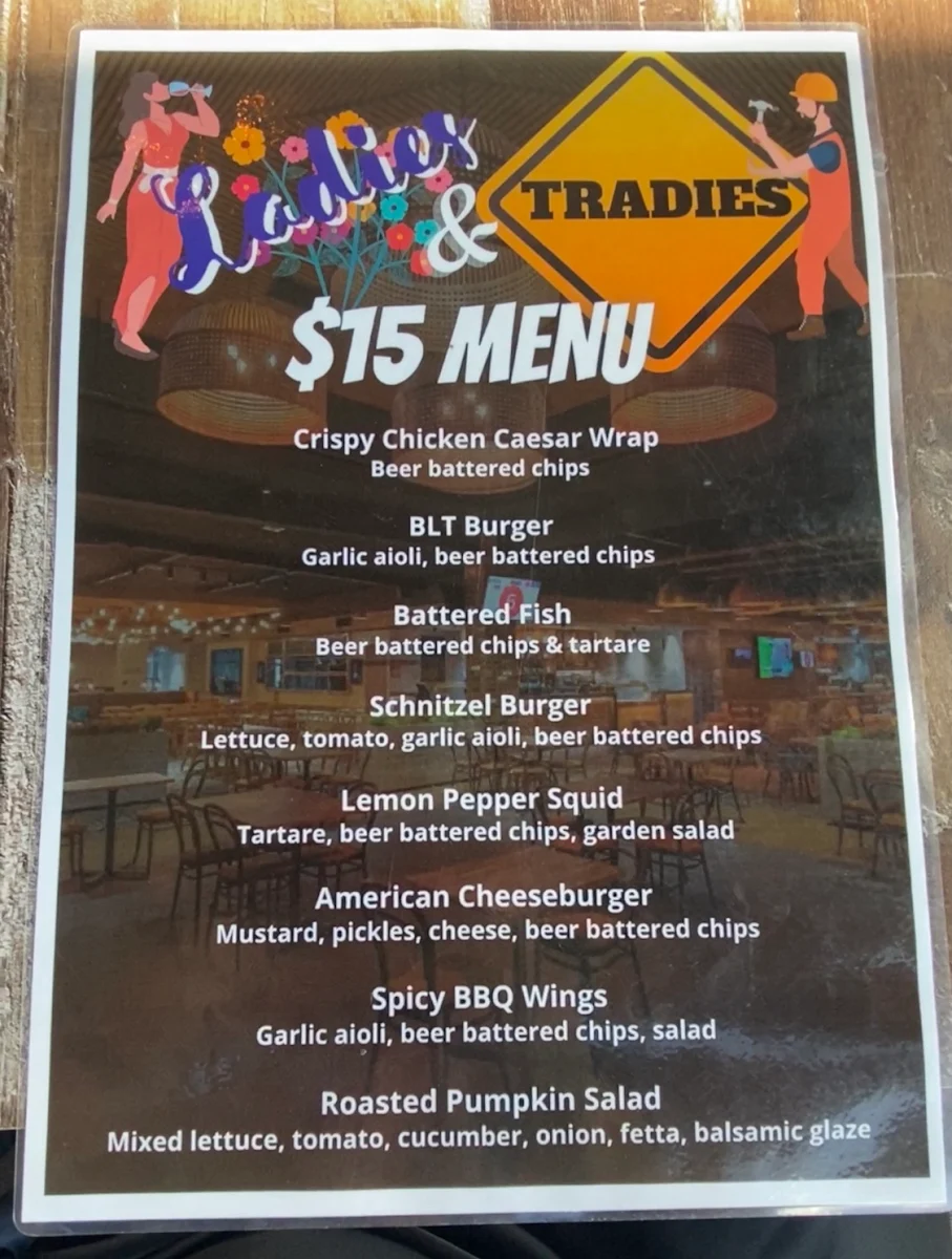 Menu, Huntlee Tavern