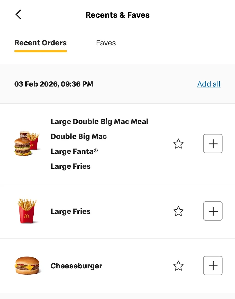Menu, McDonald's Helensvale South
