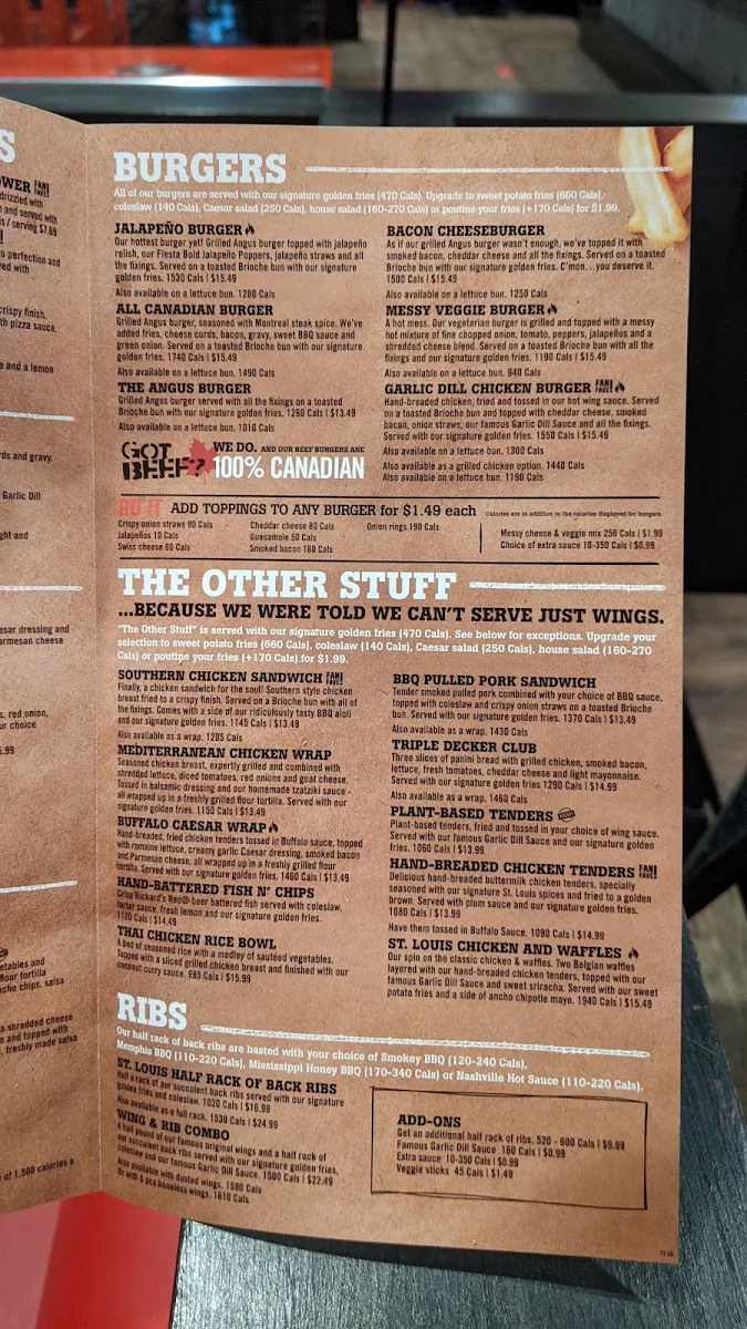 Menu, St. Louis Bar & Grill