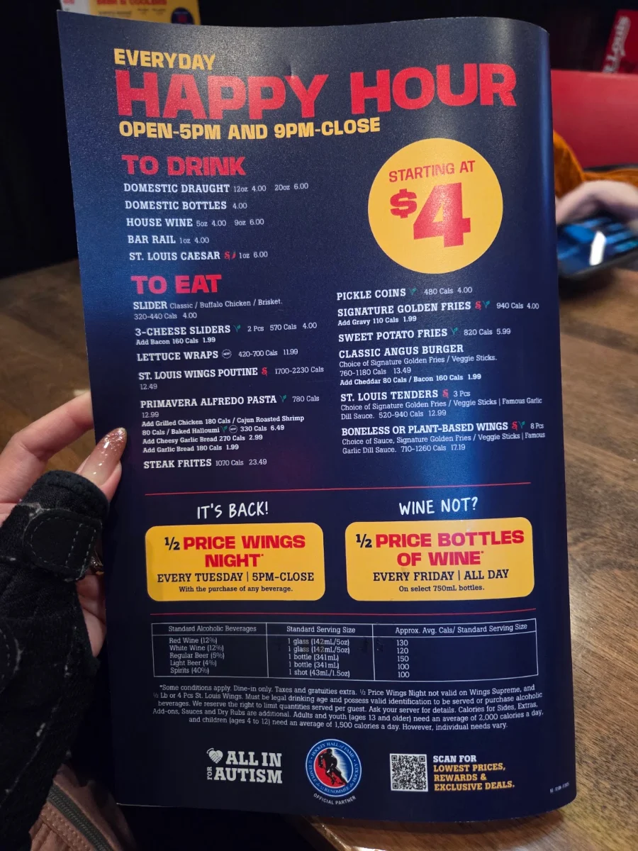 Menu, St. Louis Bar & Grill