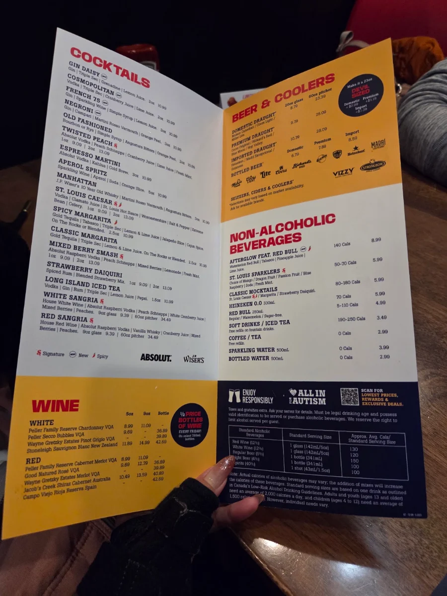 Menu, St. Louis Bar & Grill