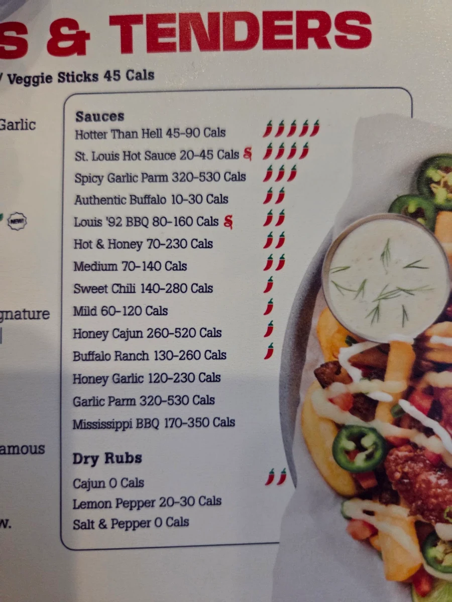 Menu, St. Louis Bar & Grill