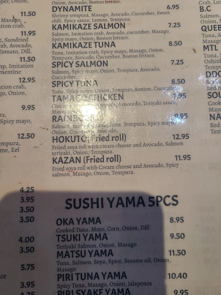 Menu, SUSHI YA MATCHA