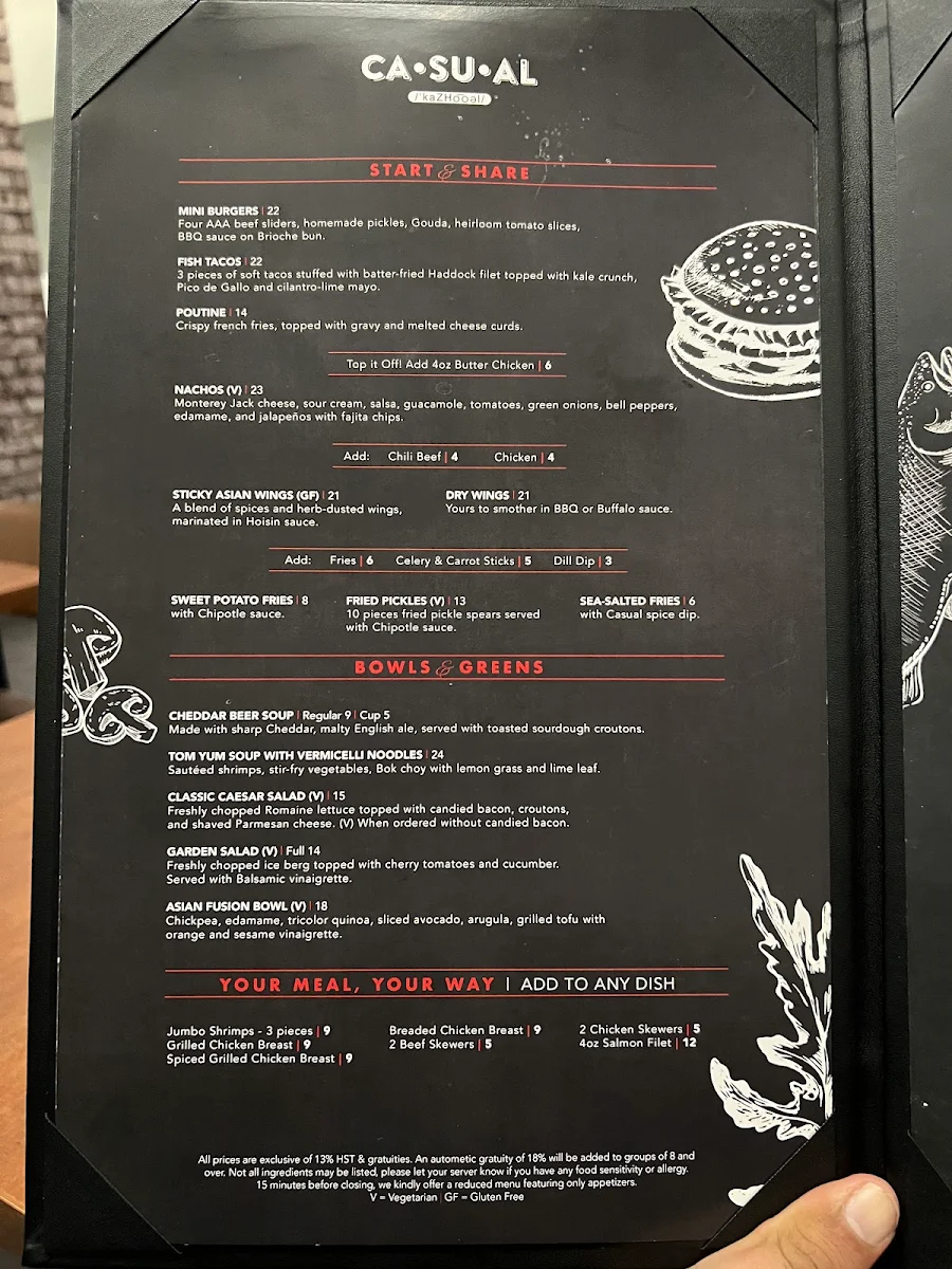 Menu, Casual Pickering