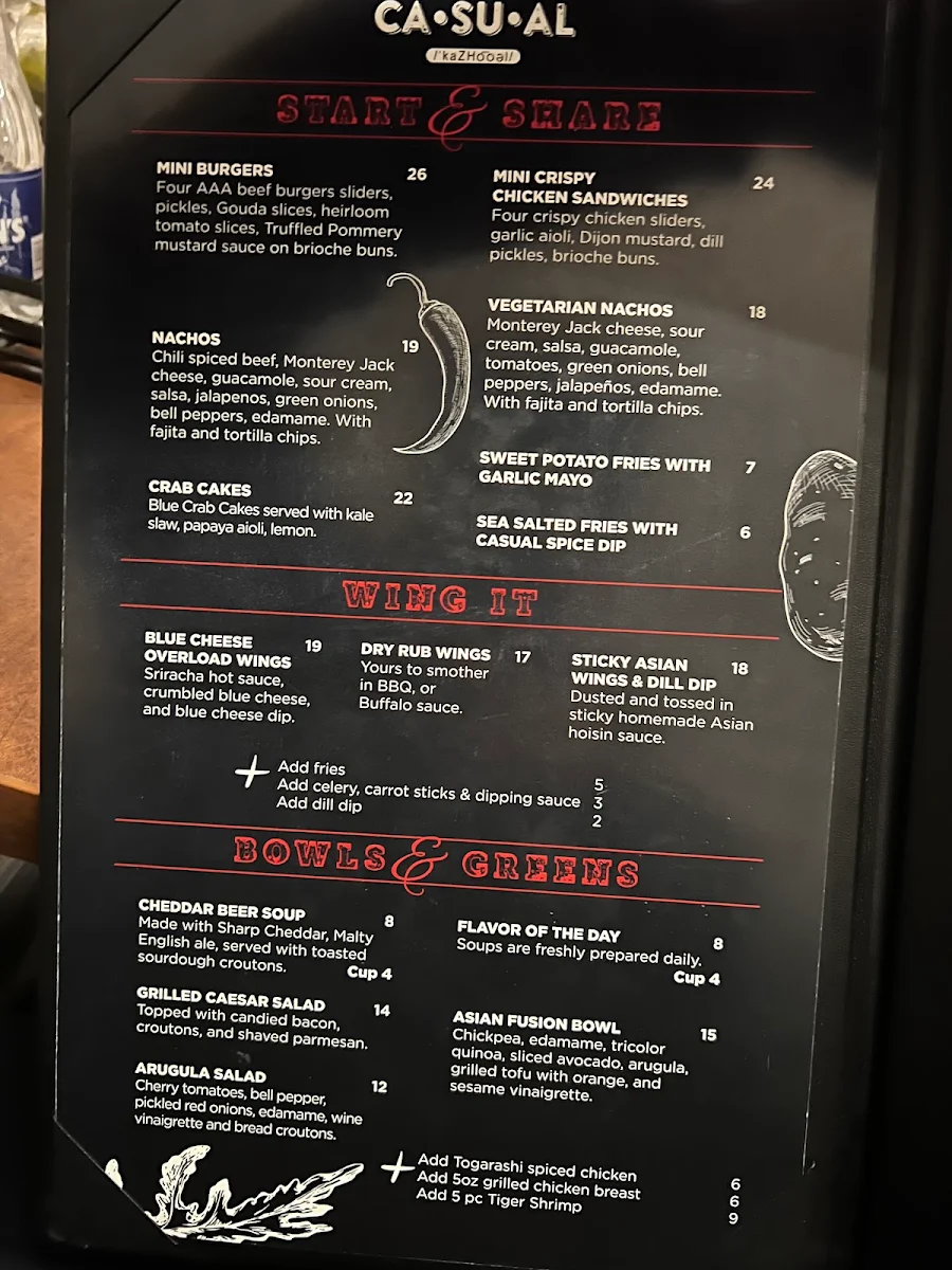Menu, Casual Pickering