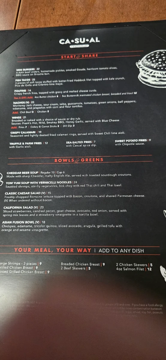 Menu, Casual Pickering