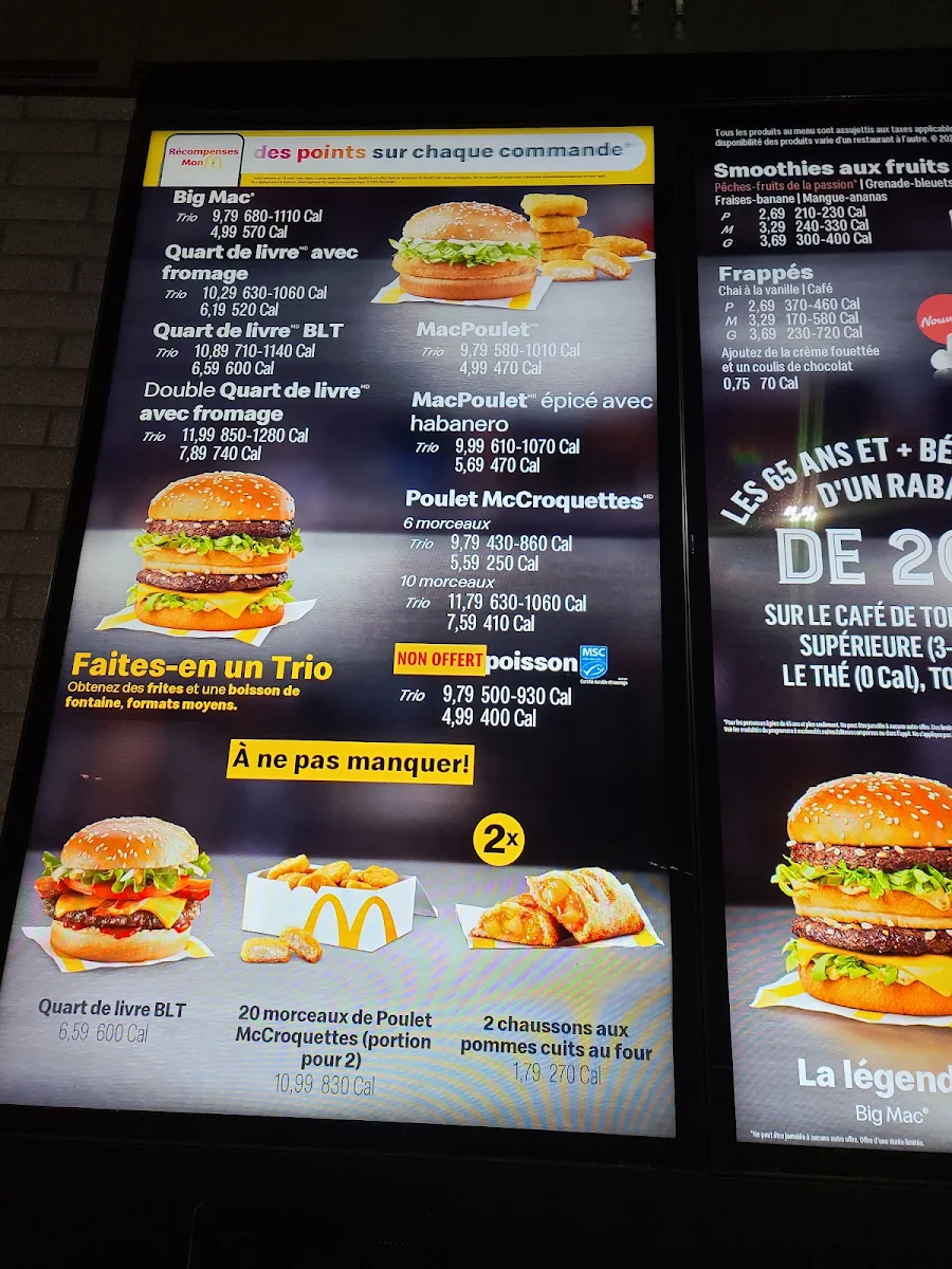 Menu, McDonald's