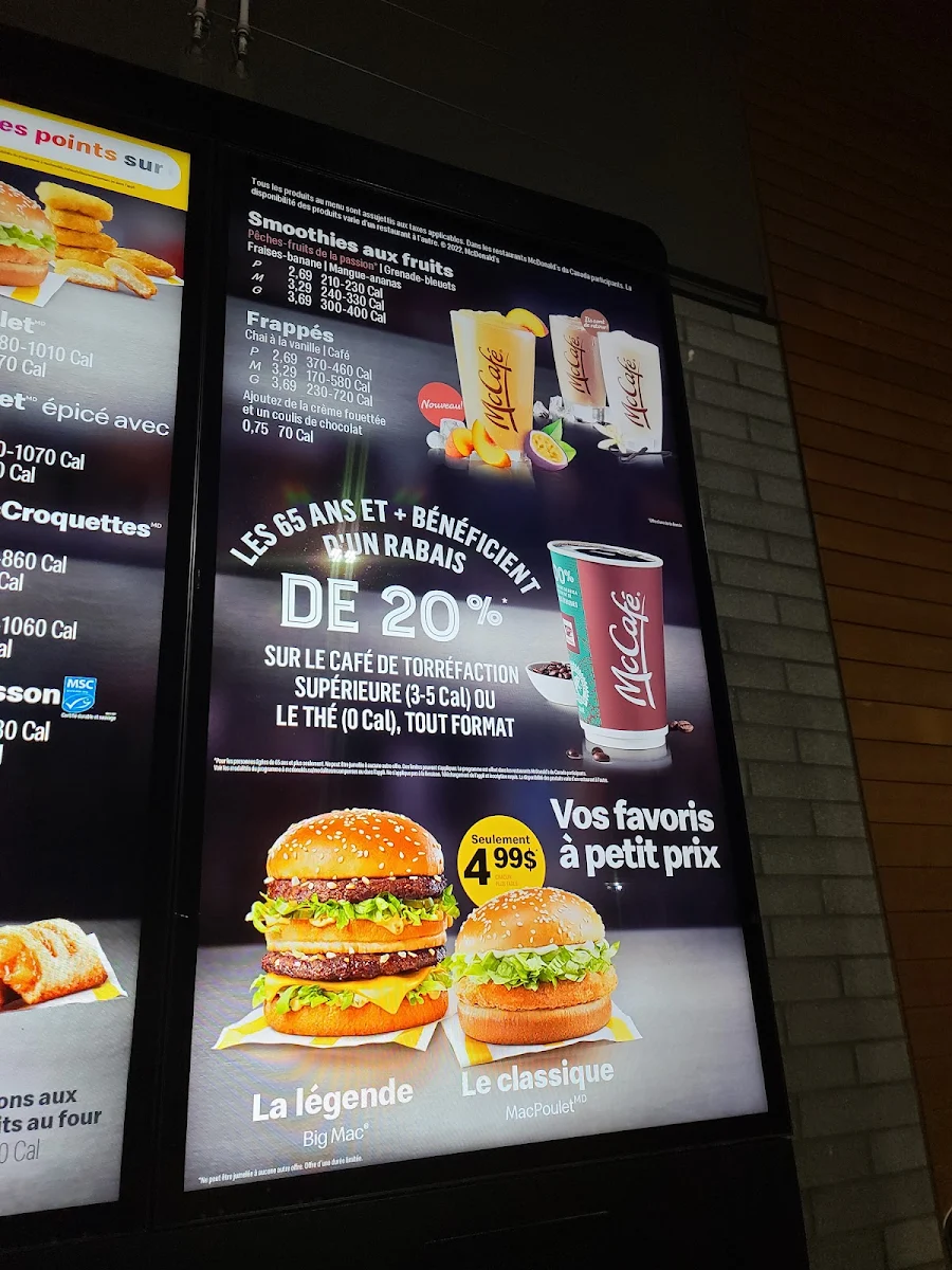 Menu, McDonald's