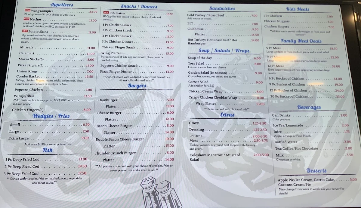 Menu, Angie's Family Restaurant