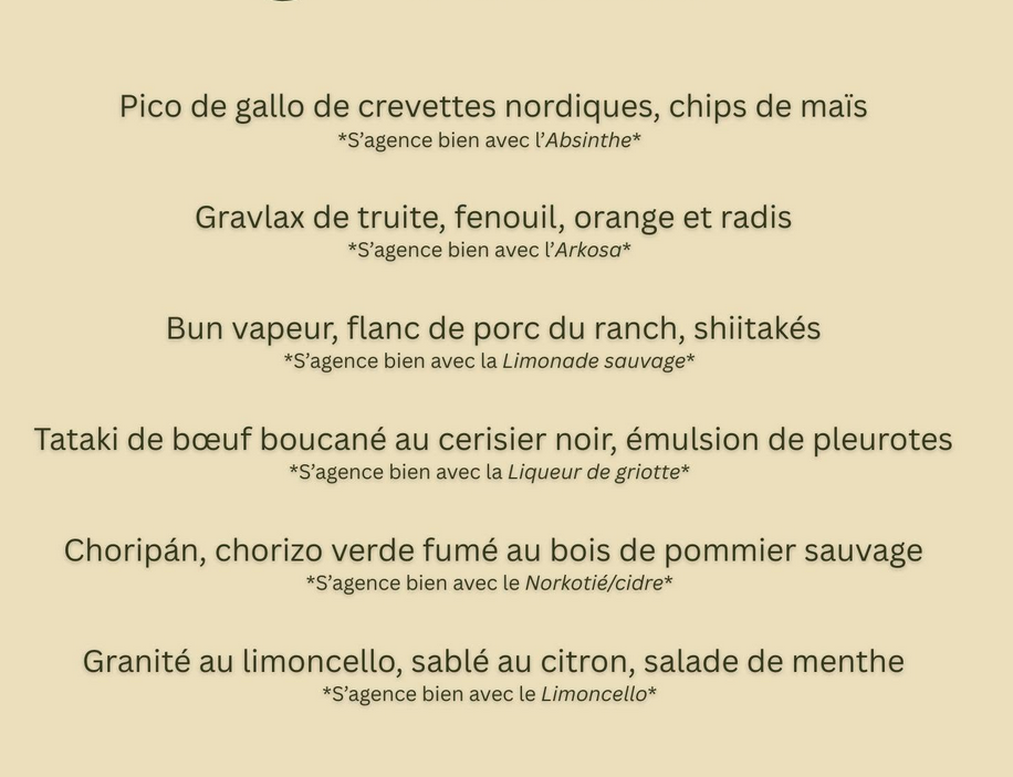 Menu, Automne