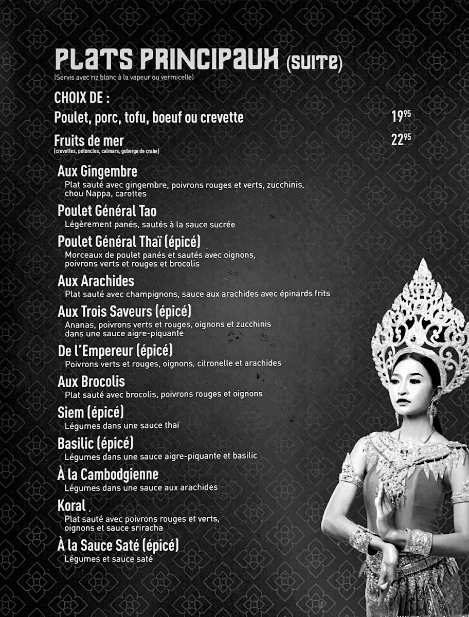 Menu, Khmer Angkor Express